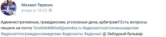 Михаил Терехин переквалифицировался в адвокаты