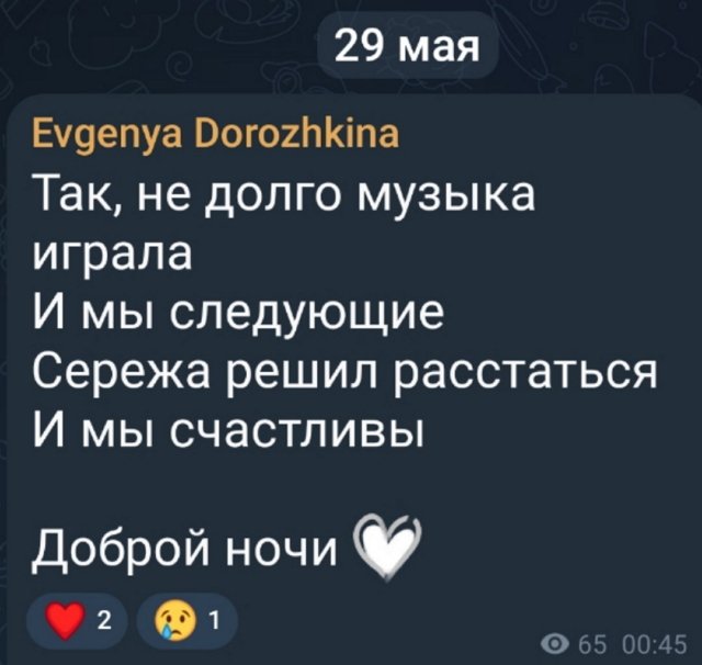 Евгения Дорожкина рассталась с дебоширом Сергеем Хорошевым Евгения Дорожкина рассталась с дебоширом Сергеем Хорошевым