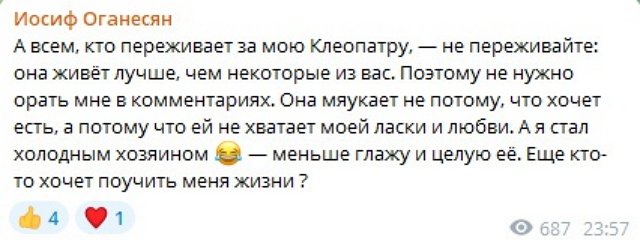 Иосиф Оганесян: Я стал холодным хозяином Иосиф Оганесян: Я стал холодным хозяином